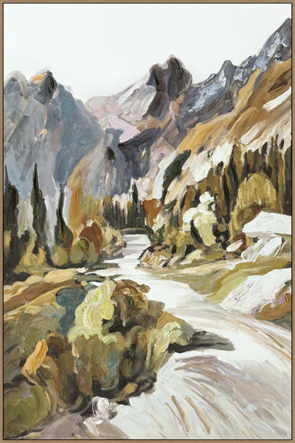 Ochre Alpine Passage II - 32 X 48 - Hand-Embellished Canvas In Frame - Ochre