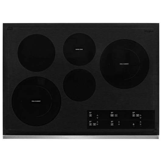 30" Electric Ceramic Glass Cooktop With Two Dual Radiant Elements - Stainless Steel