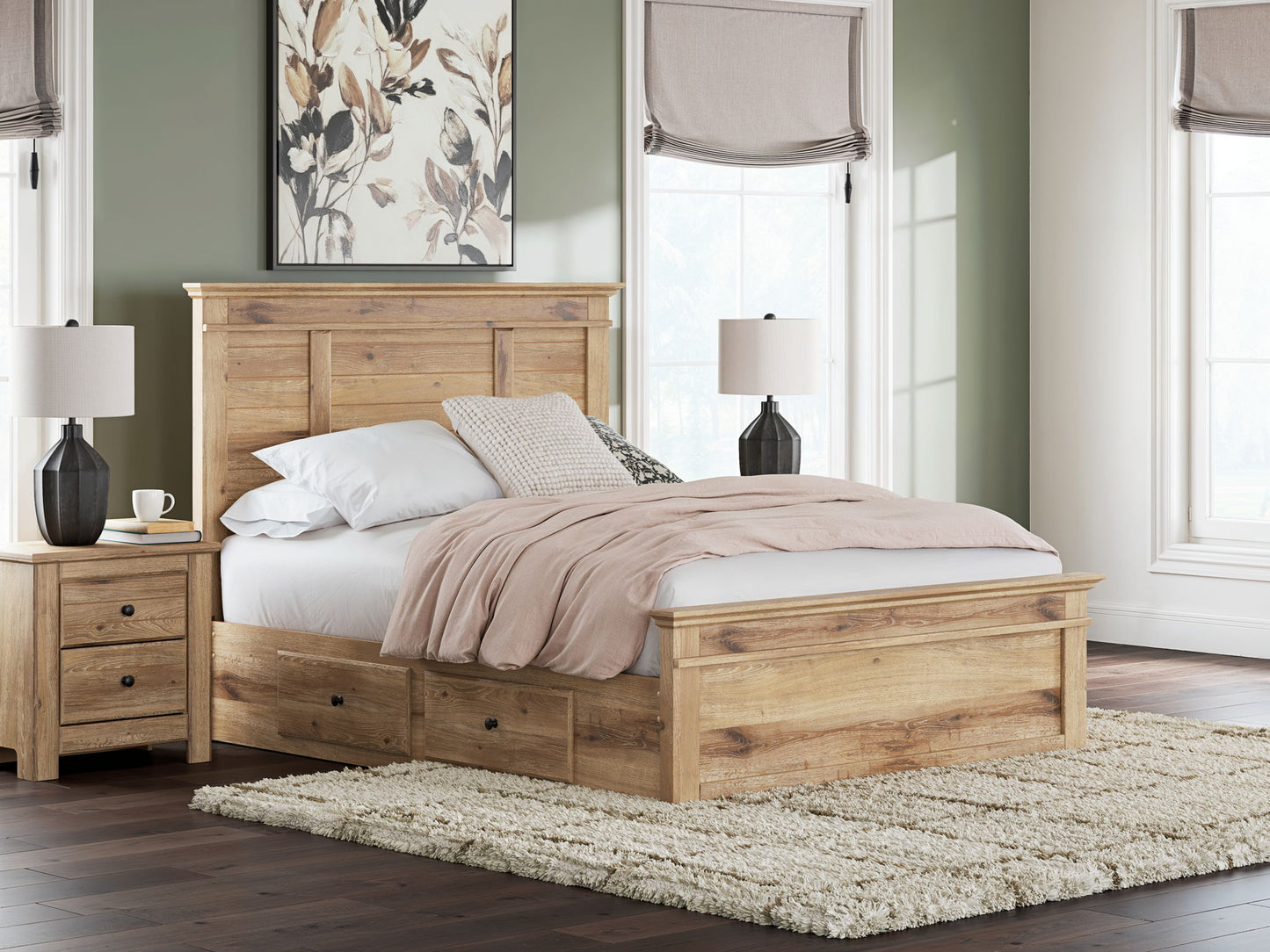 Makidern - Panel Storage Bed With Under Bed Storage Unit