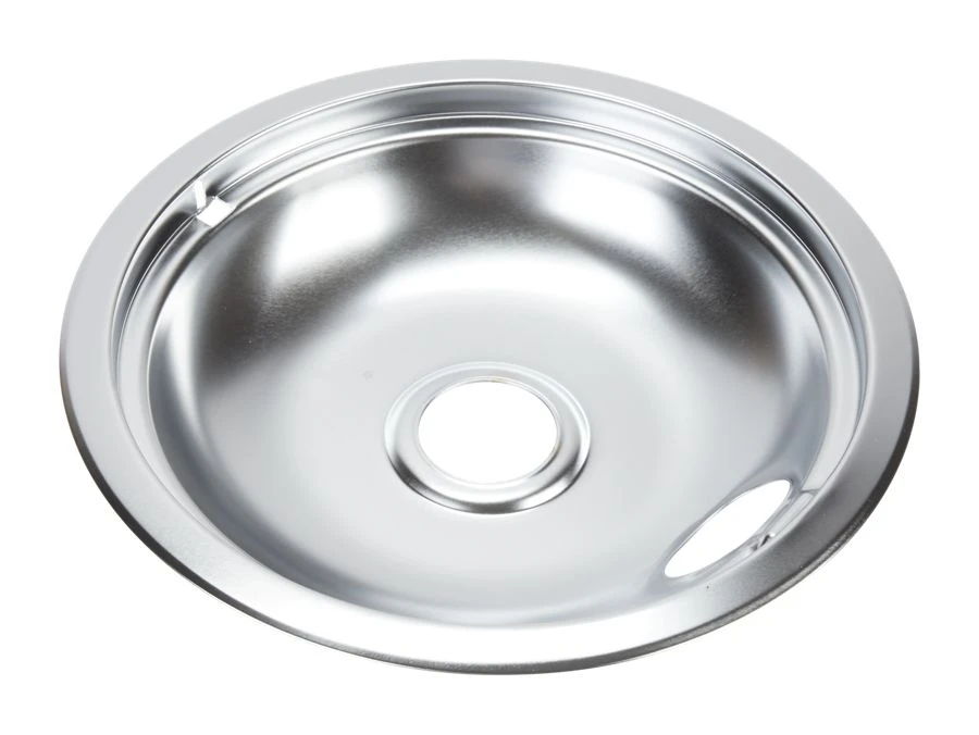 Range Electric/Cooktop 8" Round Drip Bowl (Single-Pack) - Chrome For Non-Hinged, 2-Wire Plug Cooking Elements