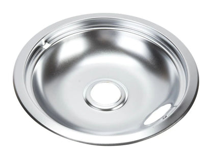 Range Electric/Cooktop 8" Round Drip Bowl (Single-Pack) - Chrome For Non-Hinged, 2-Wire Plug Cooking Elements