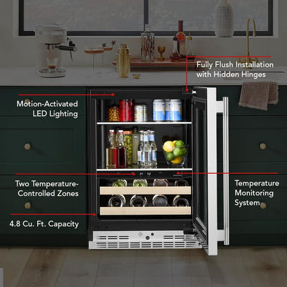 24" Beverage Center With Glass Door And Wood-Front Racks - Juniper