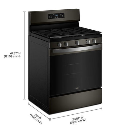 30" Gas Range With Air Cooking Technology And Steam Clean - Black Stainless