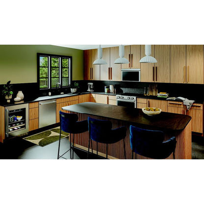 24" Beverage Center With Glass Door And Wood-Front Racks, Backlit Touch Controls - PrintShield Stainless