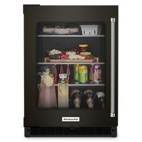 24" Undercounter Refrigerator With Glass Door And Shelves With Metallic Accentsand With PrintShield Finish