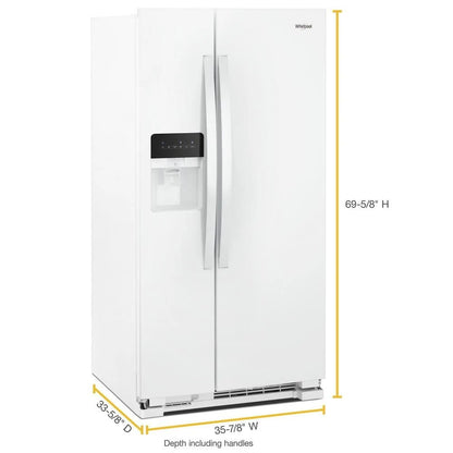 36" Wide Side-By-Side Refrigerator - 24 Cubic Feet - White