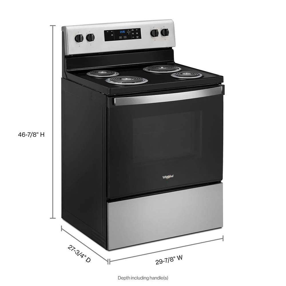 4.8 Cubic Feet Electric Range With Keep Warm Setting - Stainless Steel / Black