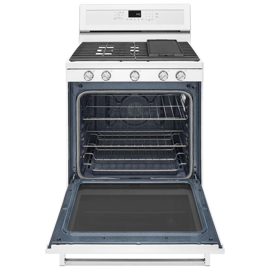 30" 5-Burner Gas Convection Range - White