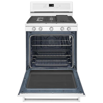 30" 5-Burner Gas Convection Range - White