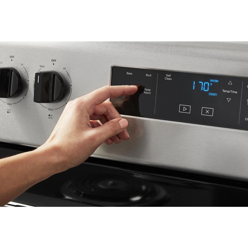 4.8 Cubic Feet Electric Range With Keep Warm Setting - Stainless Steel