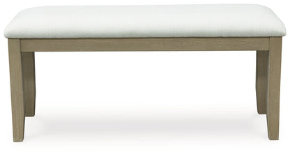 Calmoro - Large Upholstered Dining Room Bench - Off White / Gray