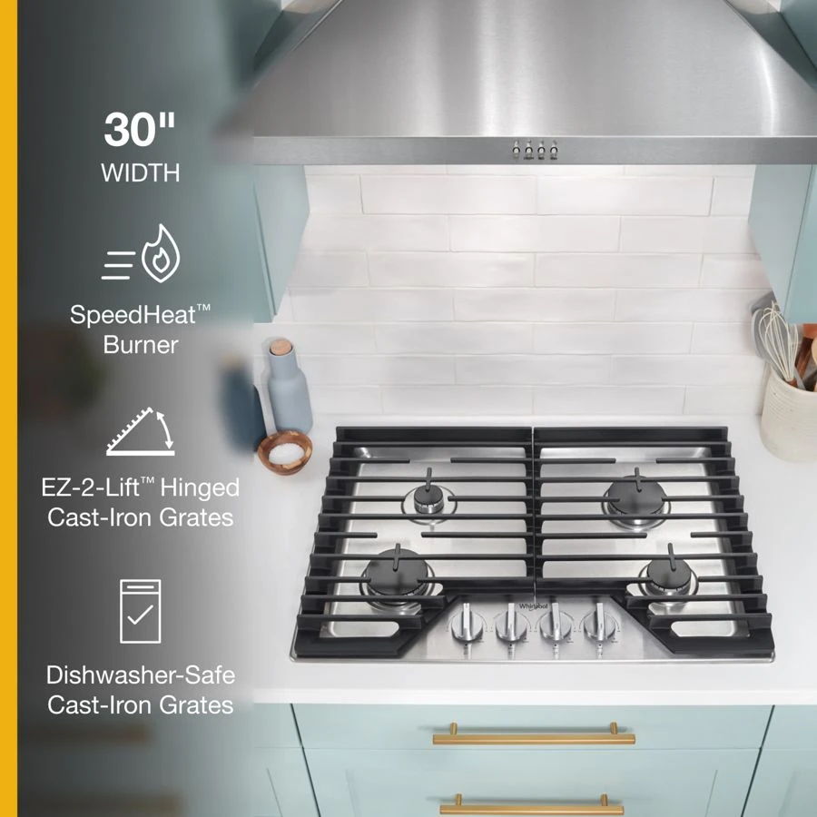 30" Gas Cooktop With Ez-2-Lift Hinged Cast-Iron Grates - Stainless Steel