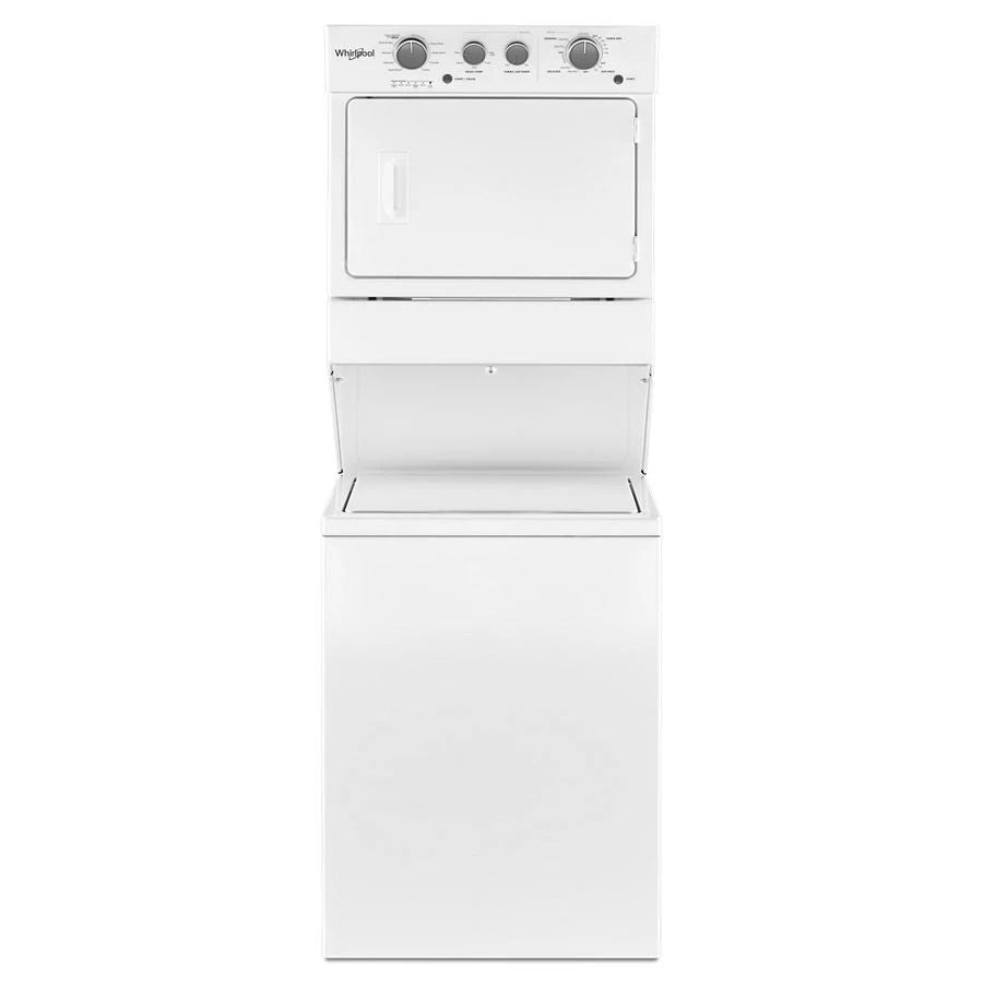 3.5 Cu.Ft Long Vent Electric Stacked Laundry Center 9 Wash Cycles And Autodry - White