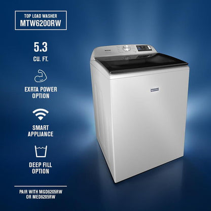 5.3 Cu. Ft. Top Load Impeller Washer With Extra Power And Smart Appliance - White