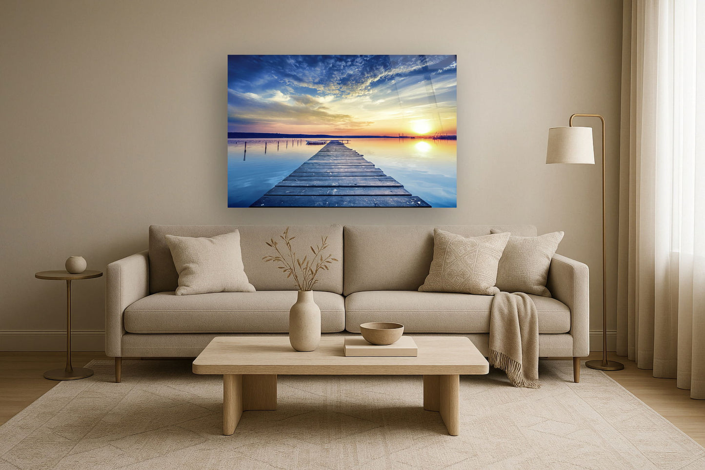 Floating Tempered Glass With Foil Sunset - Blue