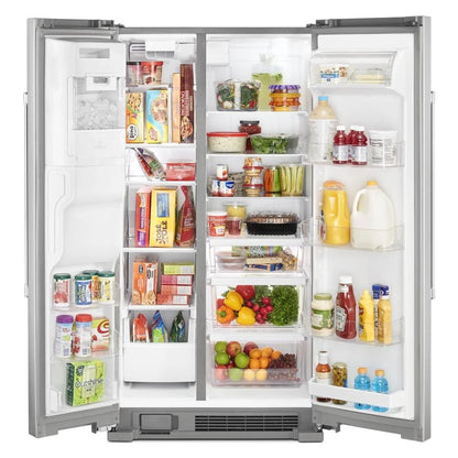 36" Wide Side-By-Side Refrigerator With Exterior Ice And Water Dispenser - 25 Cubic Feet