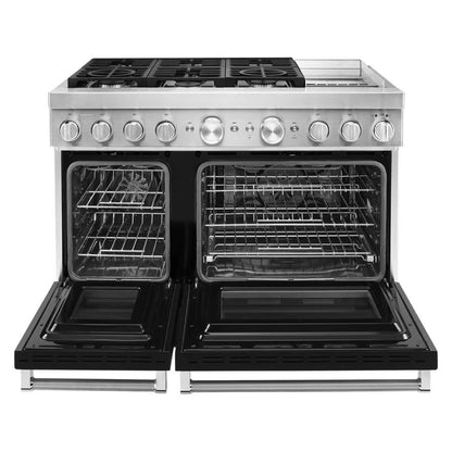48'' Smart Commercial-Style Dual Fuel Range With Griddle - Imperial Black