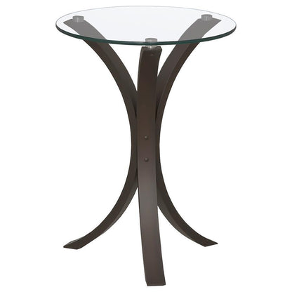 Edgar - Round Glass Top Accent Side Table - Cappuccino