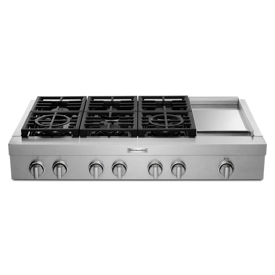 48'' 6-Burner Commercial-Style Gas Rangetop With Griddle - Stainless Steel
