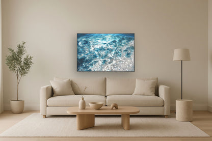 Glistening Tidal Flow - 32" x 47" Framed Wall Art - Blue