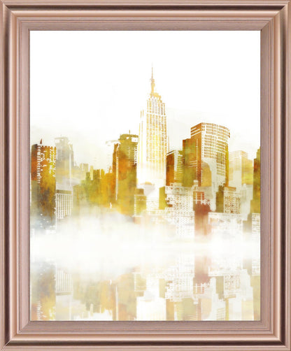 Golden Dawn Skyline - 28" x 34" Framed Wall Art