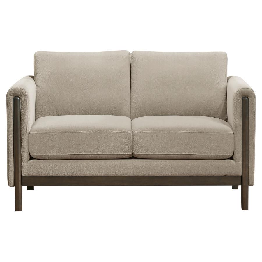 Islington - Fabric Upholstered Panel Arm Loveseat - Taupe