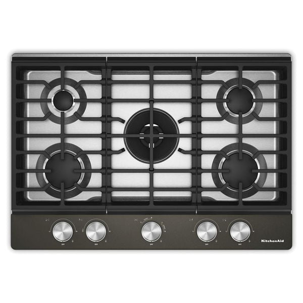KitchenAid 30" Gas Cooktop With 5 Burners And Integrated Wok Grate, ADA Compliant - Black Ore