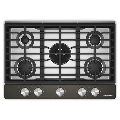 KitchenAid 30" Gas Cooktop With 5 Burners And Integrated Wok Grate, ADA Compliant - Black Ore