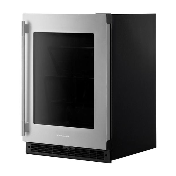 24" Undercounter Refrigerator With Glass Door - Black Cabinet / Stainless Doors