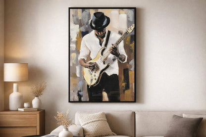 Midnight Riff II Hand-Embellished Canvas In Frame - White / Cream
