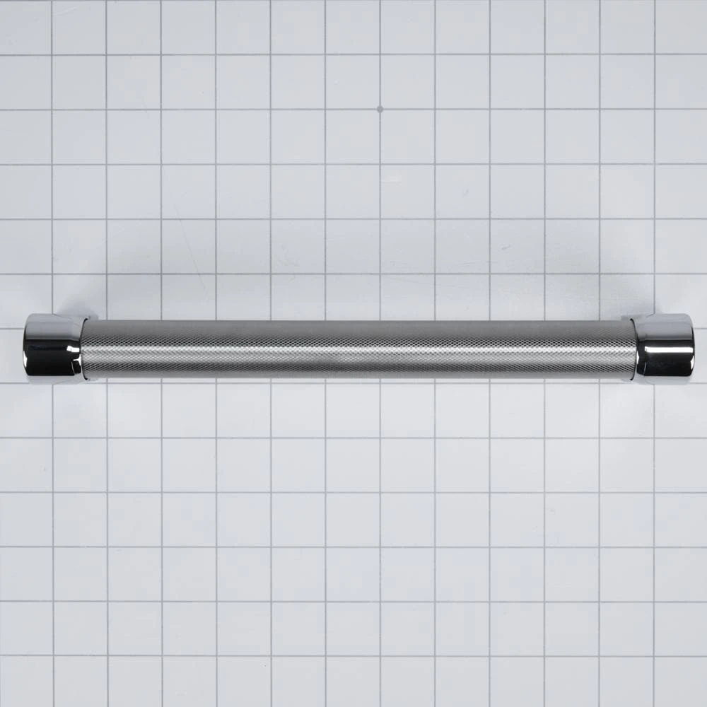 Panel-Ready Compactor Handle Kit, With Textured Straight Bar And Red Medallion Ends For Kitchenaid Model Ktts505Epa (Includes Hardware) - Stainless Steel