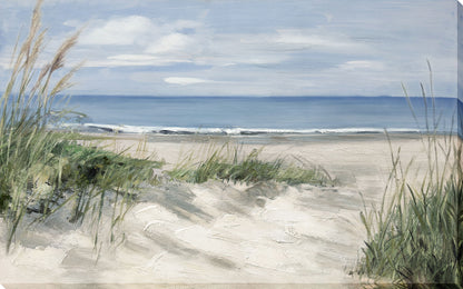 Dune Grass Outlook - 84 X 52 - Hand-Embellished Wrapped Canvas - Blue