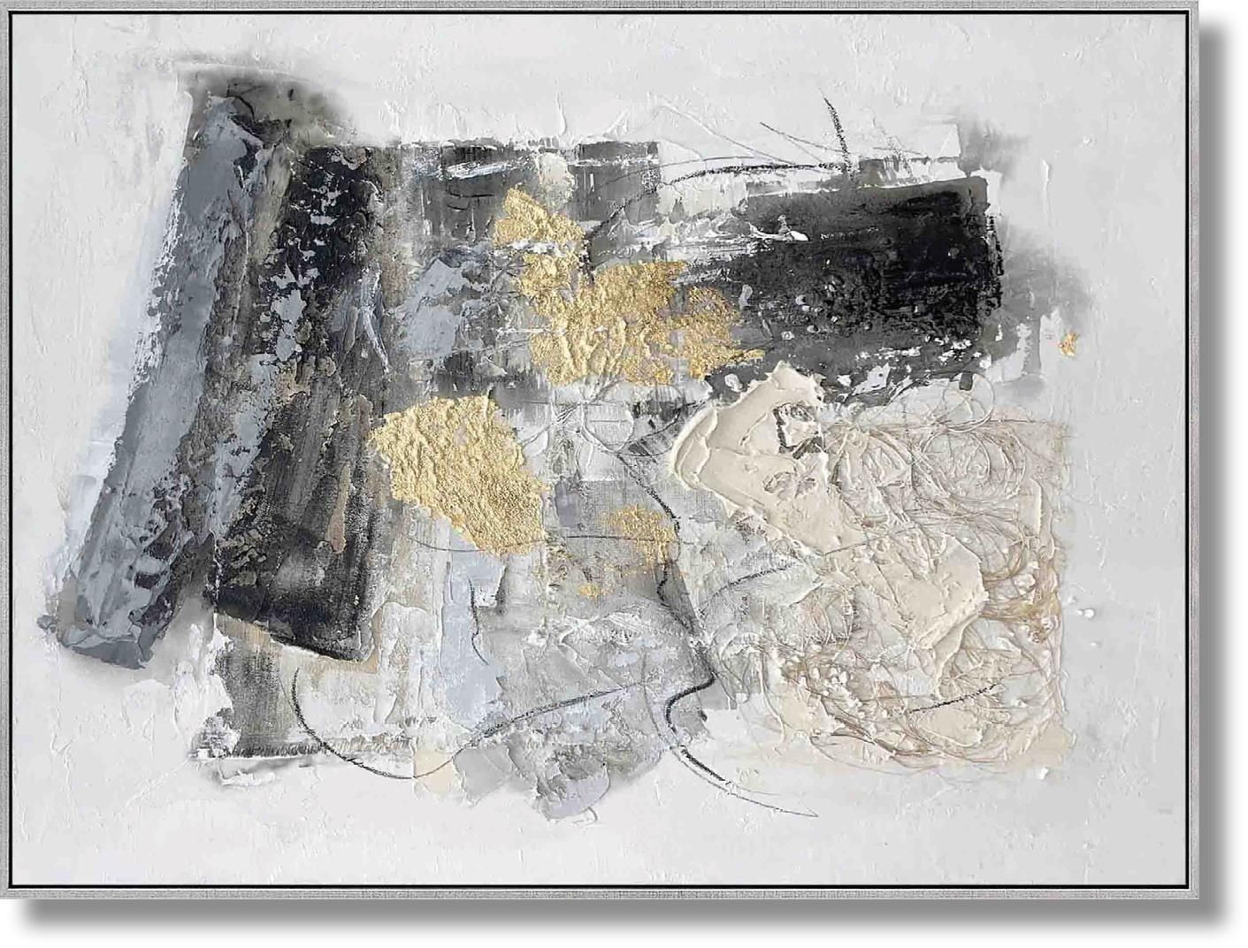 Golden Veil Motion - 36" x 48" Framed Wall Art