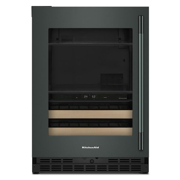24" Beverage Center With Glass Door And Wood-Front Racks, Backlit Touch Controls - Juniper