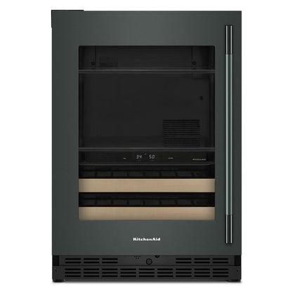 24" Beverage Center With Glass Door And Wood-Front Racks, Backlit Touch Controls - Juniper