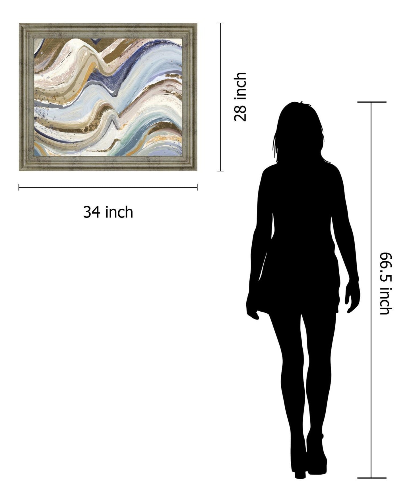 Golden Crest Waves - 28" x 34" Framed Wall Art