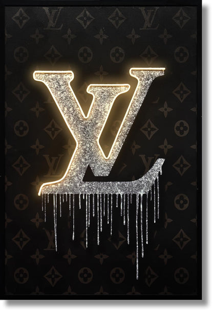 Gilded Drip Monogram - 33" x 48" Framed Wall Art