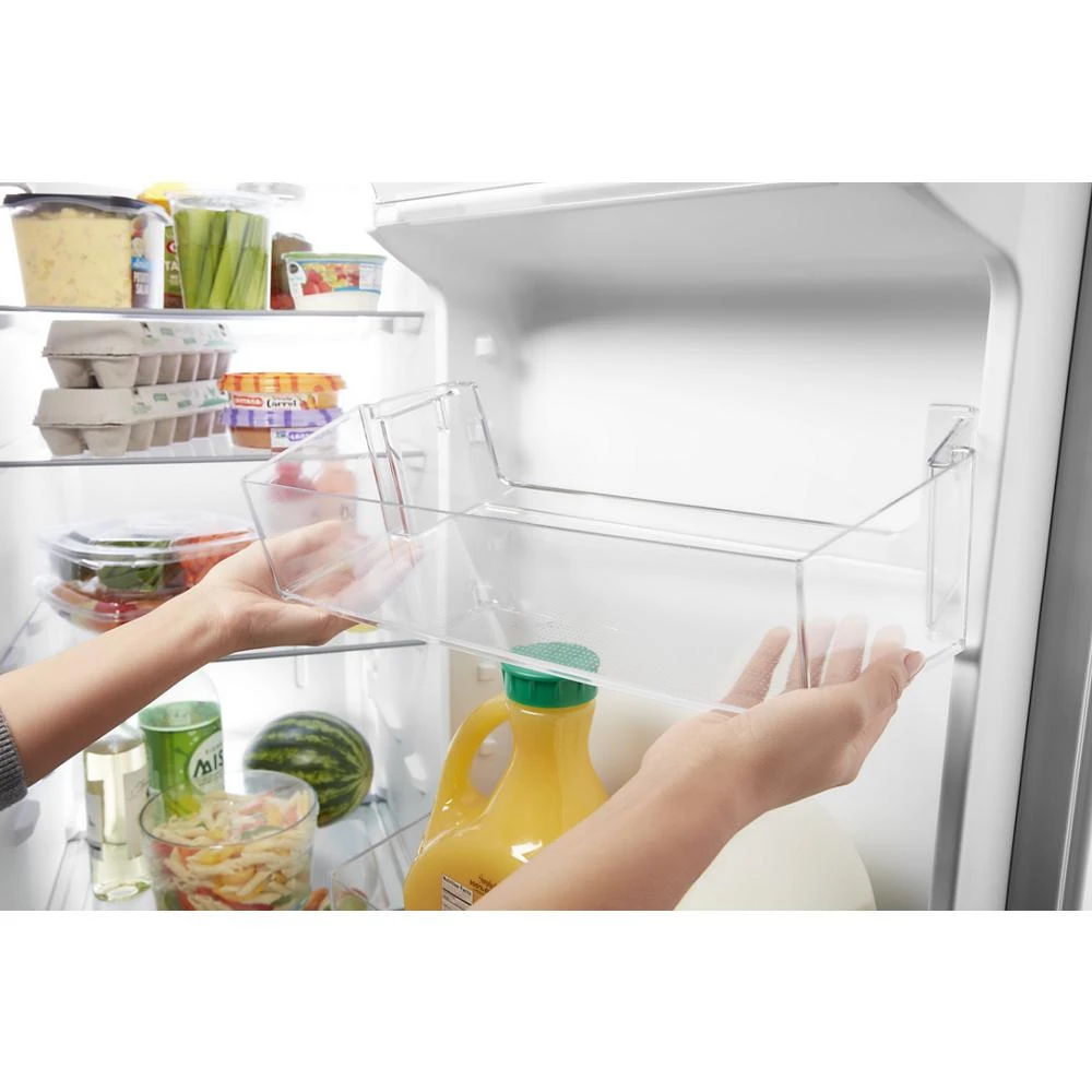 33" Wide Side-By-Side Refrigerator, 21 Cubic Feet, Frameless Glass Shelves - Black